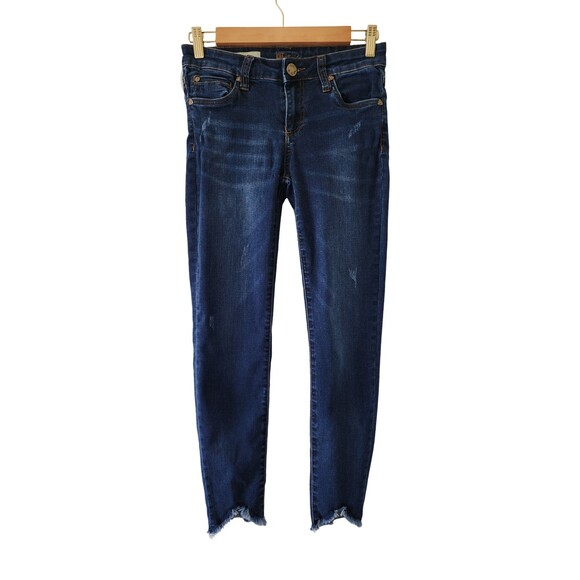 Kut from the Kloth Denim - Kut from the Kloth Connie Ankle Skinny Jeans Size 0 Blue Distressed Raw Hem